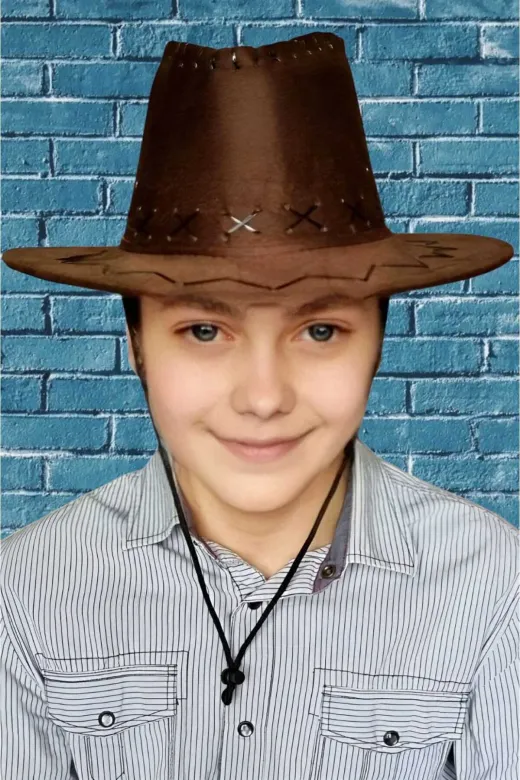 Çocuk Unisex 20'li Nubuk Kovboy Şapkası ( 8-14 Yaş )