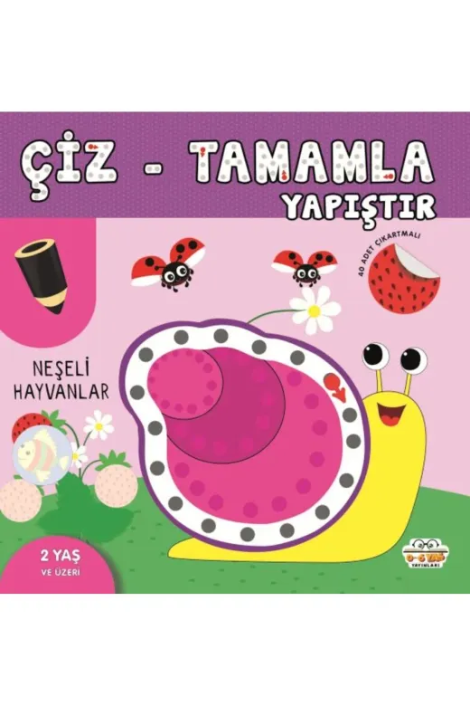0-6 Yaş Yayınları MRTK9786258179989 Çiztamamlayapıştır Neşeli Hayvanlar