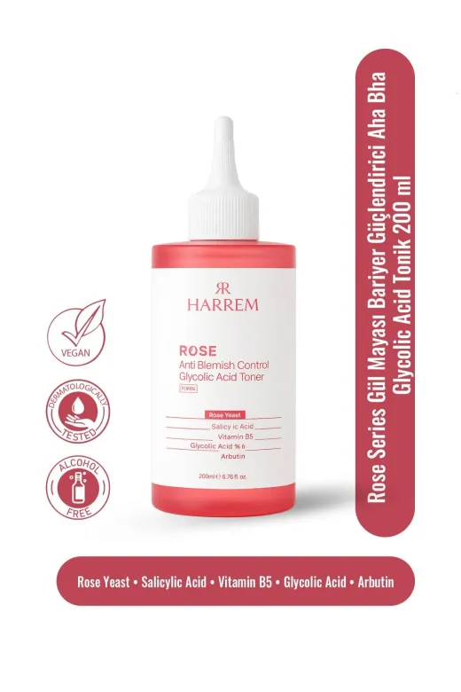 00524 Rose Series Gül Mayası Bariyer Güçlendirici Aha Bha Glycolic Acid Tonik 200 Ml