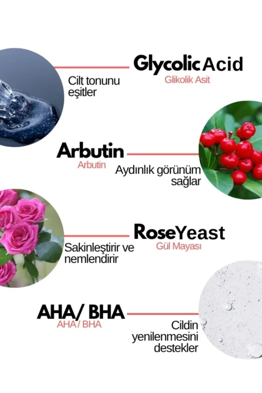 00524 Rose Series Gül Mayası Bariyer Güçlendirici Aha Bha Glycolic Acid Tonik 200 Ml