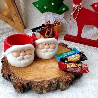 10 Parmak 57855210124846780184975 Dafniart Yılbaşı Yeniyıl Noel Baba Mumluk Dekor Hediyeli Ürün 8 Cm Kırmızı 2 Li Beton Alaşımlı Altın