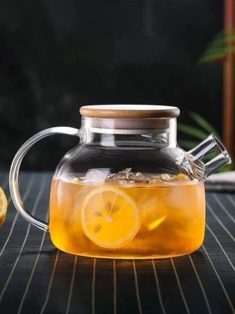 1001 Çiftliği 131620654 Vakumlu Bambu Kapaklı Isıya Dayanıklı Borosilikat Cam Demlik, Süzgeçli 1000 Ml Teapot. Vakumlu Bambu Kapaklı Borosilikat Cam Demlik Süzgeçli Ve Isıya Dayanıklı Teapot 1000 Ml