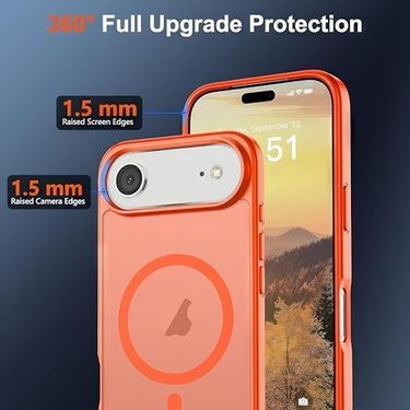 1001 Kılıf 57855210132199880184975 Magsafe Uyumlu Manyetik Apple Iphone 17/17 Air / 17 Pro / 17 Pro Max Kılıf Mat Şeffaf İnce Tasarım, Anti-Parmak İzi, Darbe Emici Telefon Kapağı Turuncu, Evınto Iphone 17 Air -