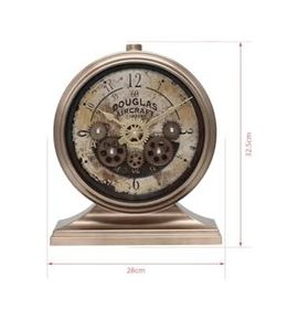 1001Hediye 57855210120496580184975 Premium Serisi Antik Eskitme Kadranlı Döner Çarklı 32X28 Cm Ev Ve Ofis Masa Ve Duvar Saati Rakamlı Bronz 0240-Beyaz-Şekilli-48Cm