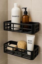 1001Hediye 57855210125276680184975 Yapışkanlı Duş Rafı 2 Adet Paslanmaz Banyo Şampuanlık Organizer Delmeden Montaj Geniş Kapasiteli Duş Organizeri Siyah Plastik Raf Banyo Mutfak Uyumlu 000 Açık Krem