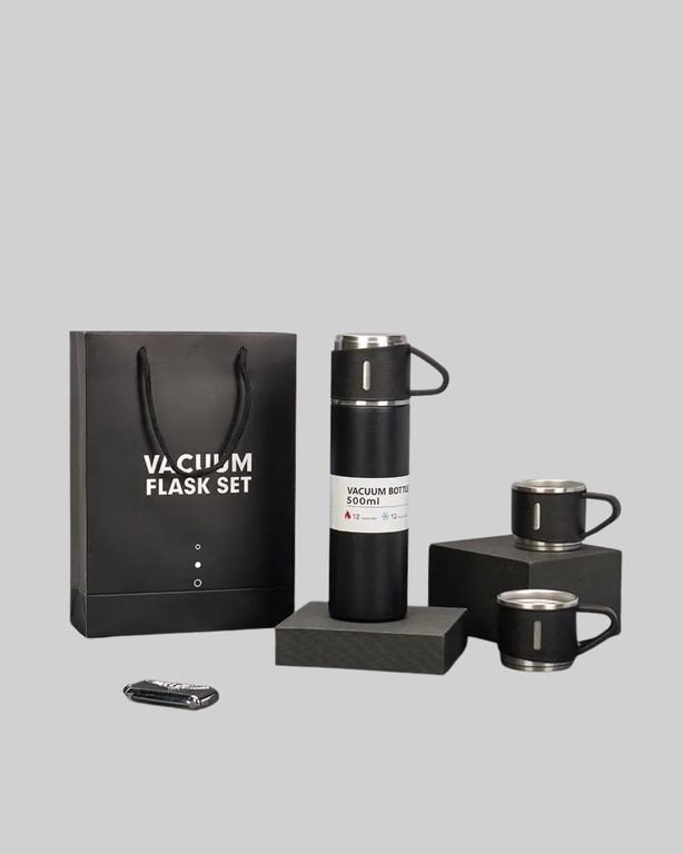 1001Hediye TRİTHLTXUCZZZTERMOSSETİİ-BLNCCC Paslanmaz Çelik Termos Seti 500 Ml Kapasite, 6-12 Saat Isı Koruma, Hediye Kutulu Açık Beyaz