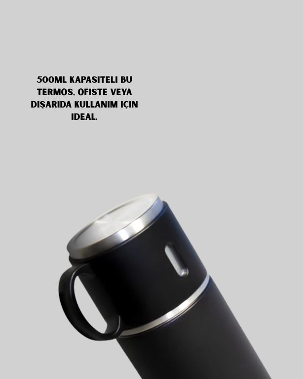 1001Hediye TRİTHLTXUCZZZTERMOSSETİİ-BLNCCC Paslanmaz Çelik Termos Seti 500 Ml Kapasite, 6-12 Saat Isı Koruma, Hediye Kutulu Açık Beyaz