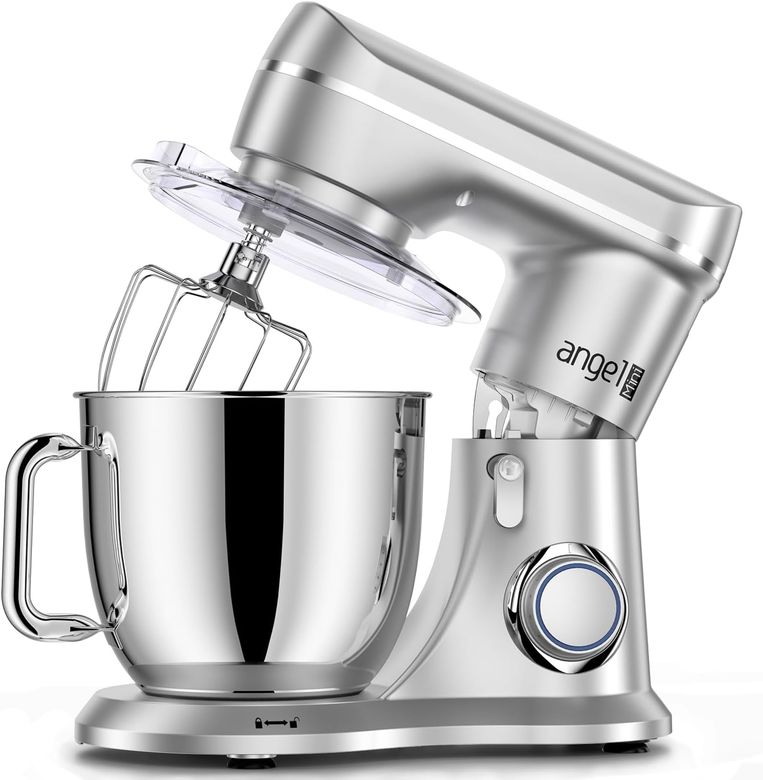 10162024 Angel Mikser Yoğurma Makinesi 1300 W, 5 L 10 + 1 Hızlı Mini Melek Yoğurma Makinesi (Gümüş)