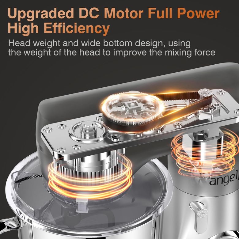 10162024 Angel Mikser Yoğurma Makinesi 1300 W, 5 L 10 + 1 Hızlı Mini Melek Yoğurma Makinesi (Gümüş)