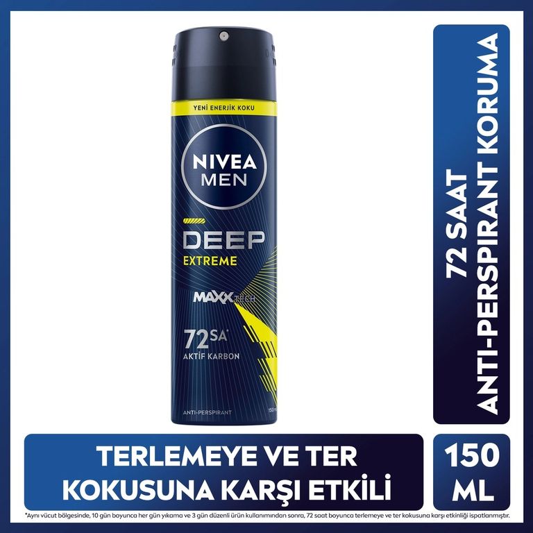 10203960 Nivea Men Deep Extreme 150 Ml Erkek Sprey Deodorant