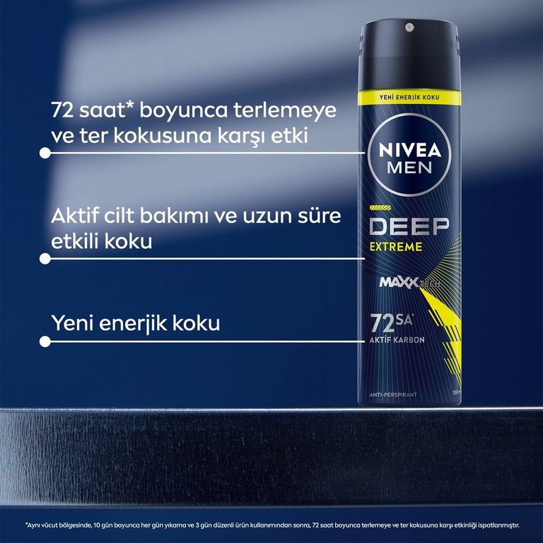 10203960 Nivea Men Deep Extreme 150 Ml Erkek Sprey Deodorant