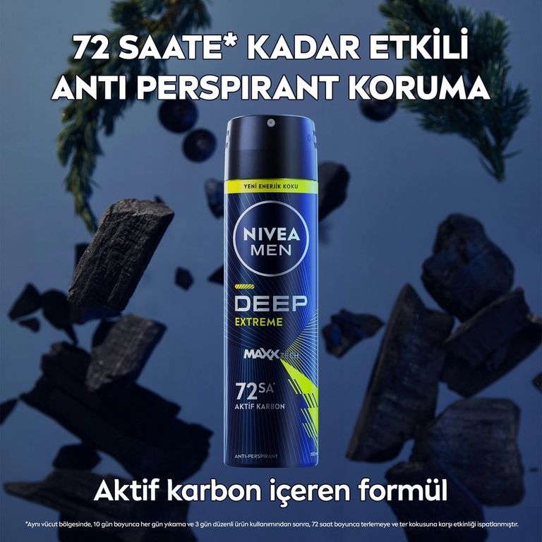 10203960 Nivea Men Deep Extreme 150 Ml Erkek Sprey Deodorant