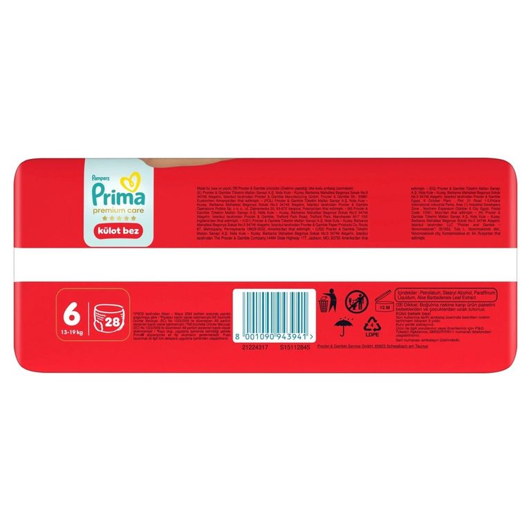 10493693 Prima Külot Bebek Bezi Premium Care 6 Numara 28 Adet