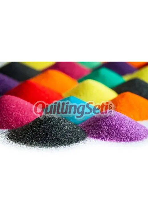 12x1KG-Renkli-Kum Quillingseti Kum Boyama Kumu 1000 Gr X 12 Farklı Renk