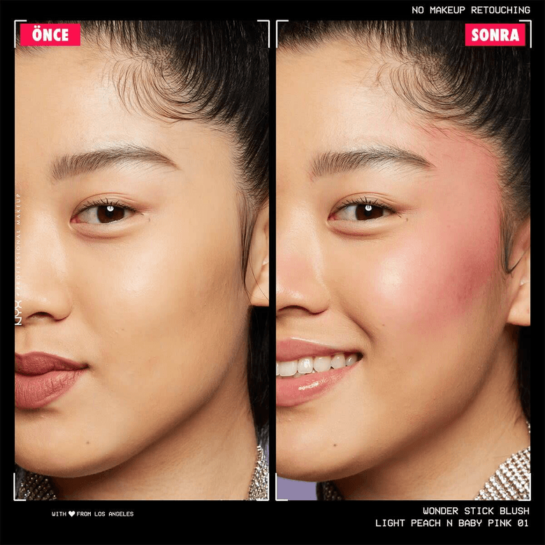 1353212 Nyx Professional Makeup Wonder Stick Çift Taraflı Peach And Baby Pink Krem Allık