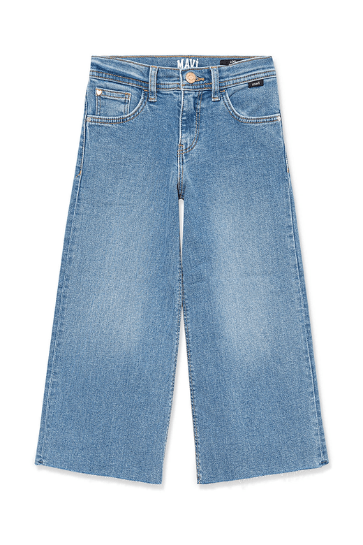 13667005 Geniş Paça Wide Leg Fermuarlı Normal Bel Kız Çocuk Kot Pantolon M7010036 82083 Açık Mavi