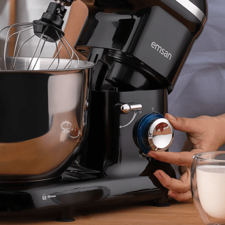 13999 Emsan Bella Gusto Comfort Kıyma Çekme Aparatlı Hamur Yoğurma Makinesi Siyah 1300W 5,5L
