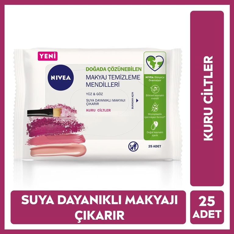14000090 Nivea Kuru Ve Hassas Ciltler İçin 3In1 Makyaj Temizleme Mendili 25 Adet