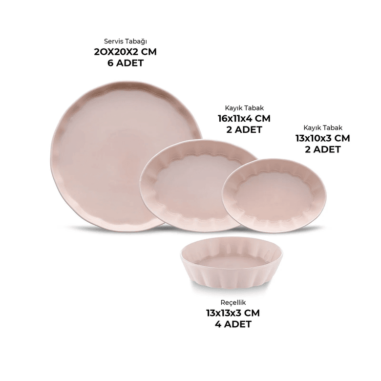 1.499 TL.. Emsan Cozy 14 Parça 6 Kişilik Porselen Kahvaltı Takımı Pembe