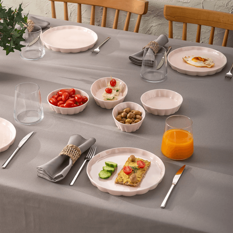 1.499 TL.. Emsan Cozy 14 Parça 6 Kişilik Porselen Kahvaltı Takımı Pembe