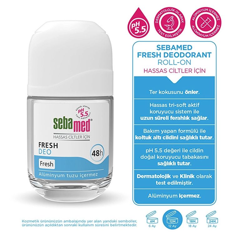18000465 Sebamed Ter Kokusu Önleyici 48 Saat Etkili Hassas Ciltler Için Kadın Erkek Roll-On Deodorant Fresh 50Ml - 50 Ml