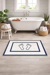 1Birhome 57855210125748380184975 Kaymaz Banyo Halısı, Ayak Desenli, Su Emici Süngerli Yüzey, Makinede Yıkanabilir, Modern Stil, Sarı, 40X60 Cm Açık Gri