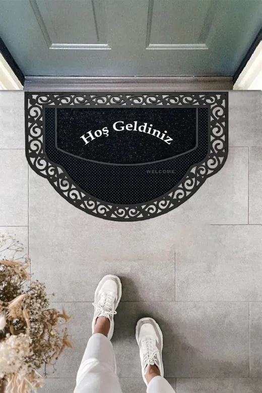 201 Dekoratif Dış Kapı Yıkanabilir Toz Alıcı Halı Kapı Önü Paspası Hoş Geldiniz Yazılır