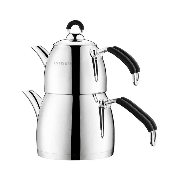 2500(( Emsan Mina Mini Çaydanlık Takımı Siyah 0,75L & 2L
