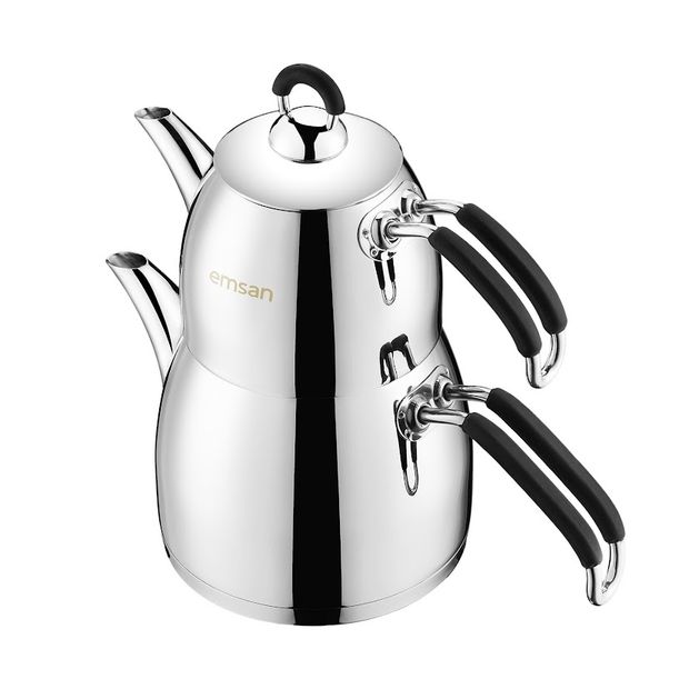 2500(( Emsan Mina Mini Çaydanlık Takımı Siyah 0,75L & 2L