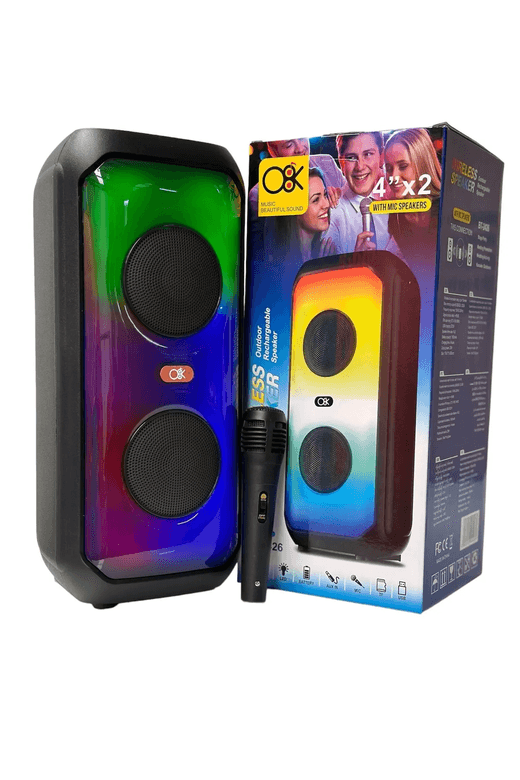 29122022 Acl Bt-2426 Karaoke Mikrofonlu Rgb Işıklı Bluetooth Hoparlör
