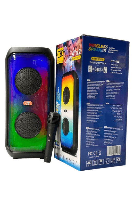 29122022 Acl Bt-2426 Karaoke Mikrofonlu Rgb Işıklı Bluetooth Hoparlör