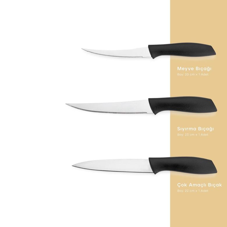 299,95 Schafer Quick Chef Bıçak Seti 3 Parça-Siyah