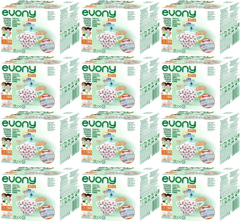 3 Katlı Filtreli Burun Telli Cerrahi Maske (Kids Çoçuklar İçin) 600 Lü Set (Desenli)
