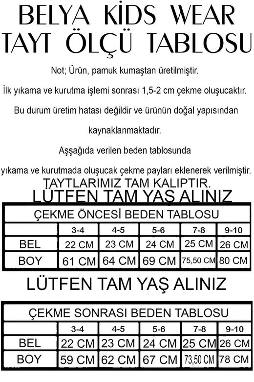 3 Lü Paket Pamuğa Pamuk Kız Çocuk Fitilli Taytlar