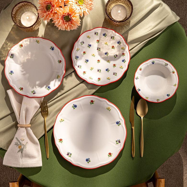 3.999 TL: Emsan Bahar Porselen 24 Parça 6 Kişilik Yemek Takımı
