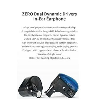 3C 126661356 Zero Mavi Dual Dynamic Drivers In-Ear Headphone Sahne, Stüdyo Veya Odyofil İçin Çift Sürücülü Kulak İçi/ın-Ear Kablolu Monitör Kulaklık