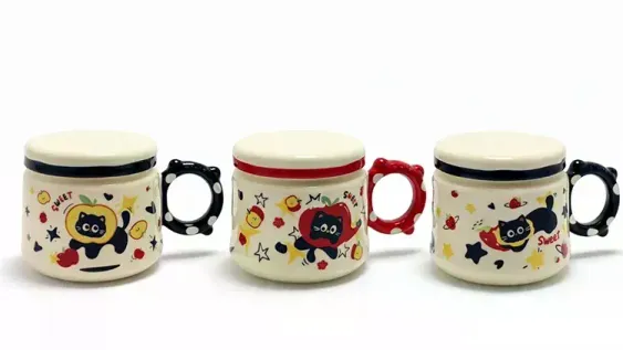 3d Kedi Figürlü Kapaklı Kupa Bardak Alk5035