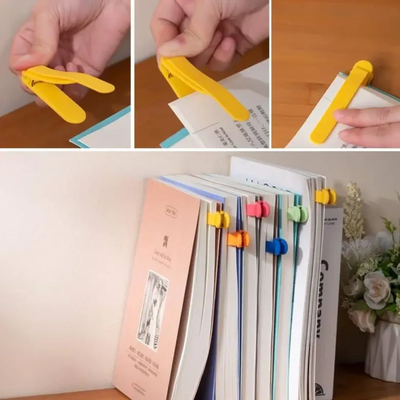 3’lü Otomatik Kitap Ayıracı – Akıllı Silikon Yer İmi Klips Seti, Okuma Severler İçin Pratik Kitap Aksesuarı (4745)