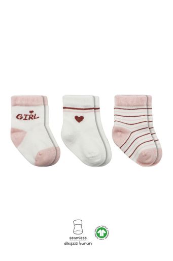 3'Lü Penye Boy And Girl Soket Çorap BS10114 Pembe