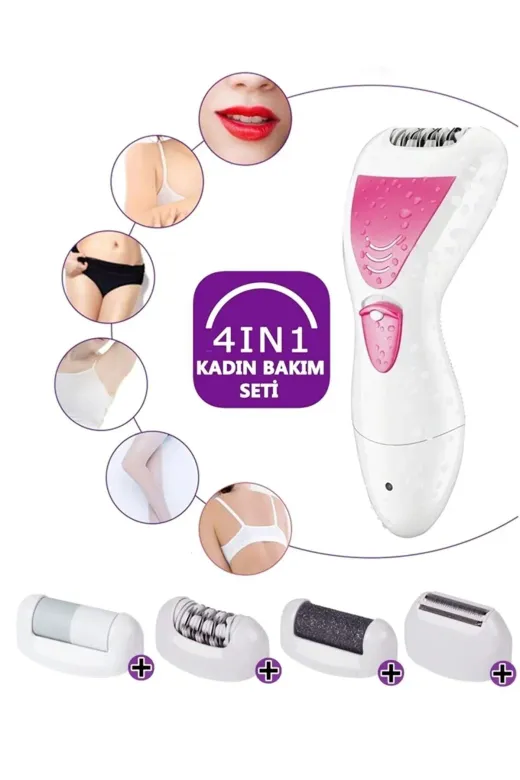 4 In 1 Su Geçirmez Epilasyon Aleti Epilatör Cihazı Tüy Alma Makinesi Topuk Törpüsü (4745)