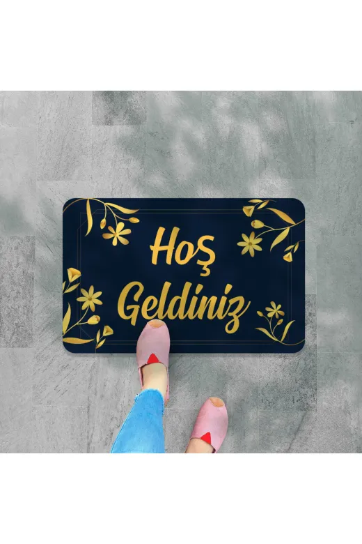 4455615ghgb44651001 Hoş Geldiniz Yazılır Dekoratif Dış Kapı Önü Ve Iç Mekan Paspası Yıkanabilir