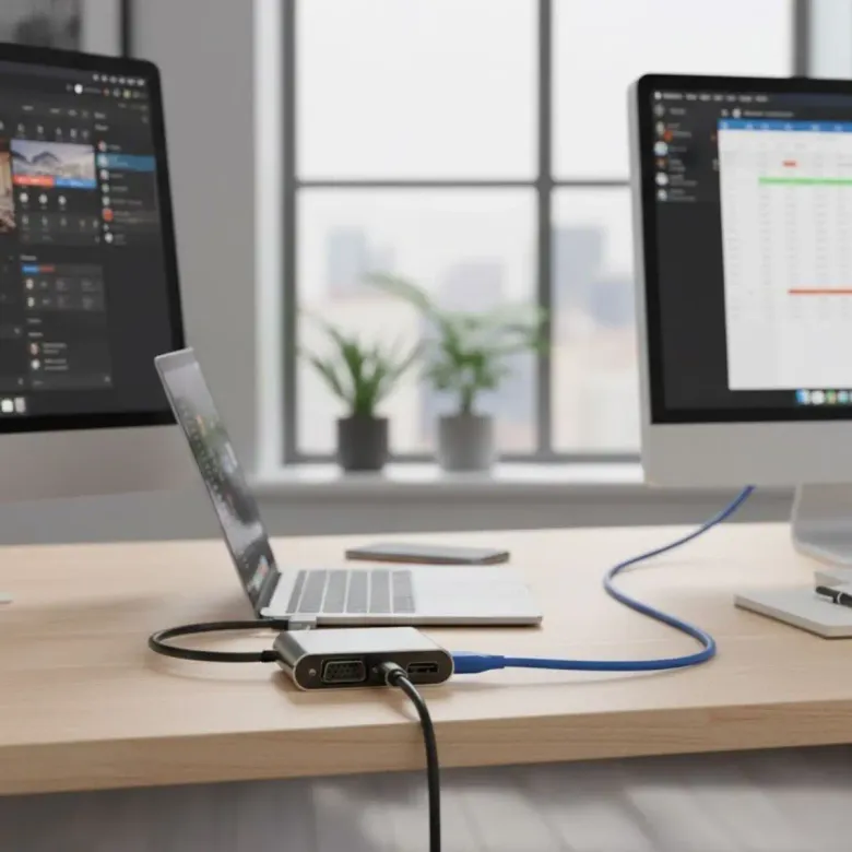 4’ü 1 Arada Type-C to Hub Dönüştürücü Adaptör – 4K Ultra HD HDMI & VGA Görüntü Aktarımı, PD Hızlı Şarj Destekli, USB Çoklayıcı (4745)