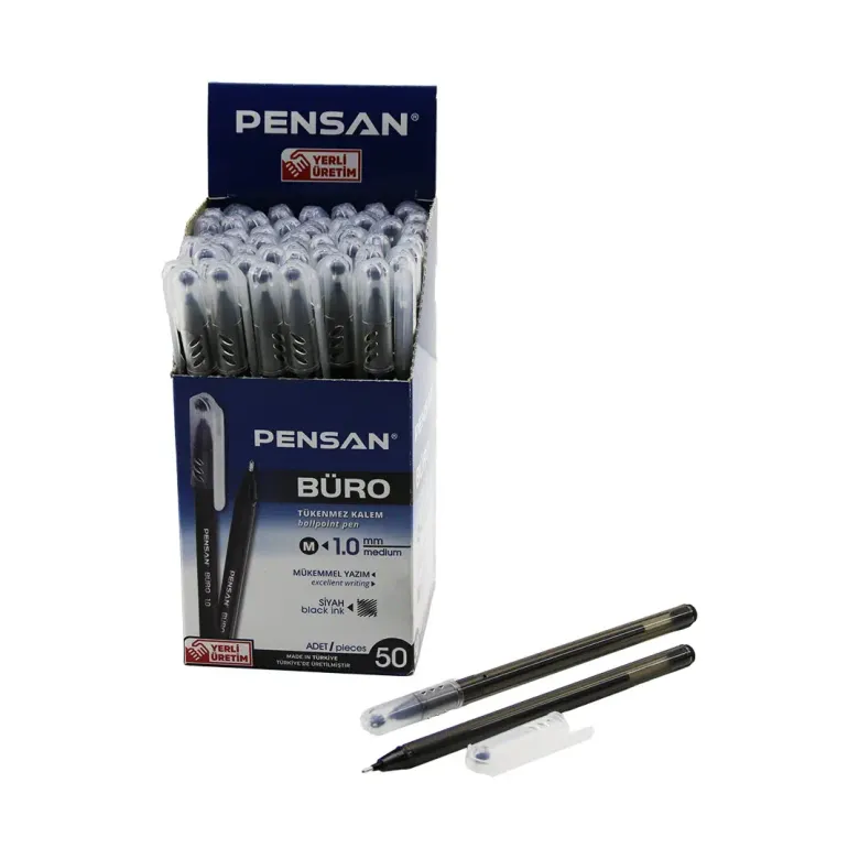 50 ADET PENSAN BÜRO SİYAH TÜKENMEZ KALEM M-MEDİUM - 1.0MM UÇ (4745)