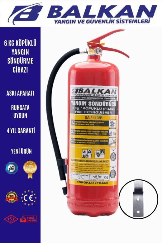 6 Kg Köpüklü Yangin Tüpü Tse Ce Belgeli Ruhsata Uygun 4 Yil Aski
