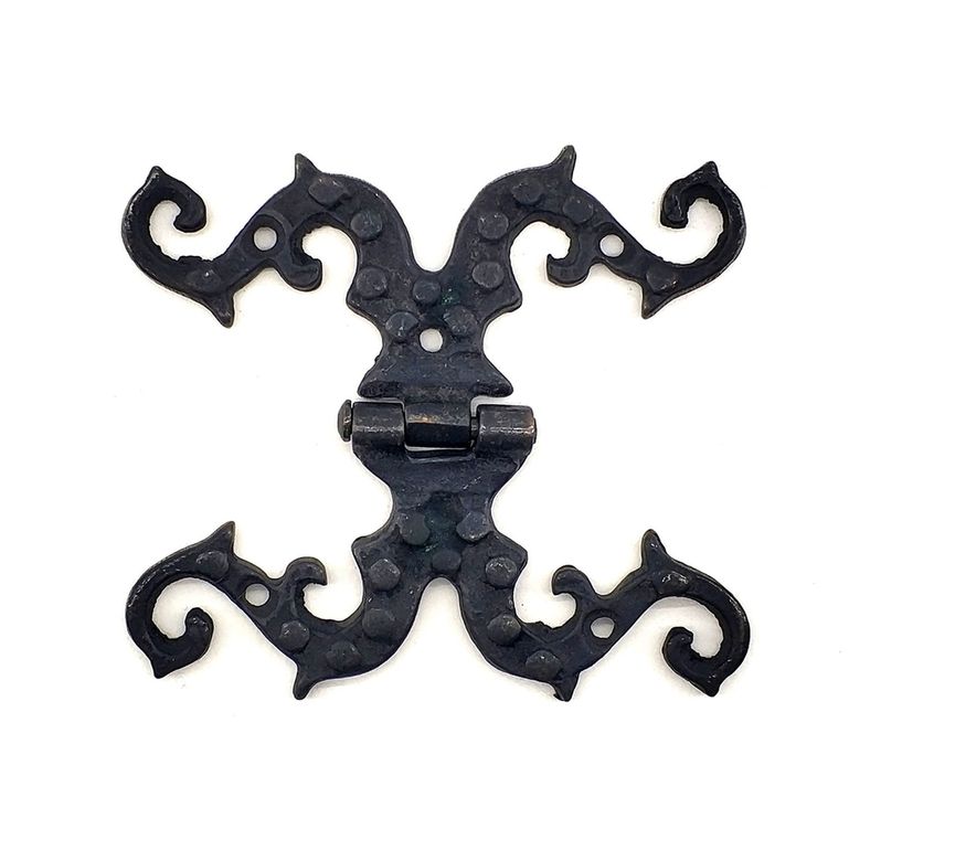 67952143 Antika Tarz Dekoratif Pirinç Süslü Menteşe - 100X90 Mm, Oksit Diğer