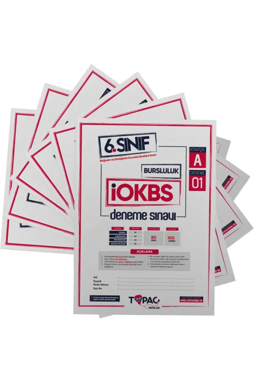 6.sınıf Topaç Yayınları Özgün Iokbs-Bursluluk 6Lı Deneme Paketi Çözümlü Türkiye Geneli