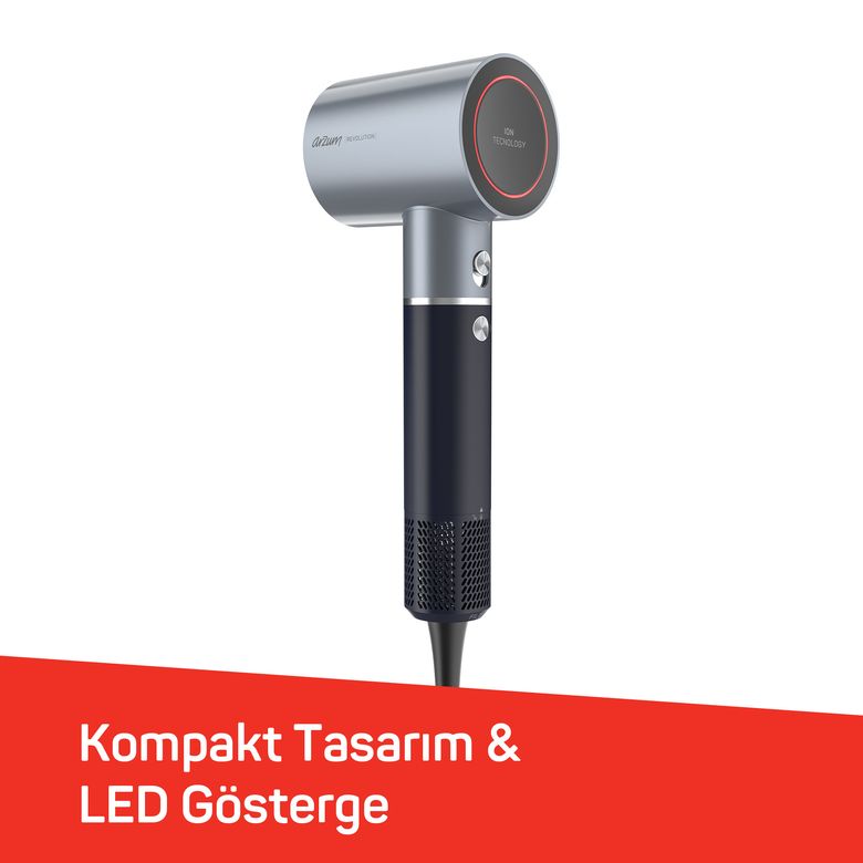 -7779- Arzum Ar5169 Revolution Profesyonel İyonlu Saç Kurutma Makinesi 1600W, Bldc Motoru, Platin Gri