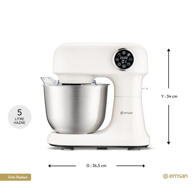 7999 Emsan Bella Gusto Pro Dijital Ekranlı Stand Mikser Krem 1500W