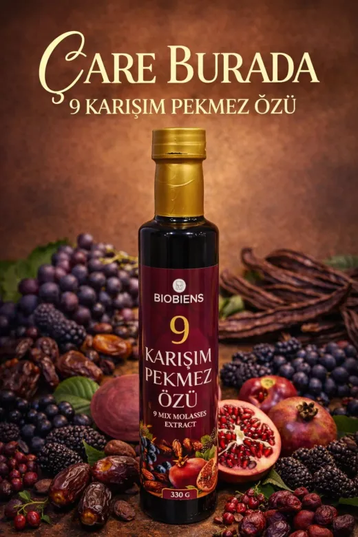 9 Karışım Pekmez Özü 330 Gr (Keçiboynuzu, Üzüm, Karadut, Nar, Kara Üzüm, Hurma, Pancar, Andız, Dut)