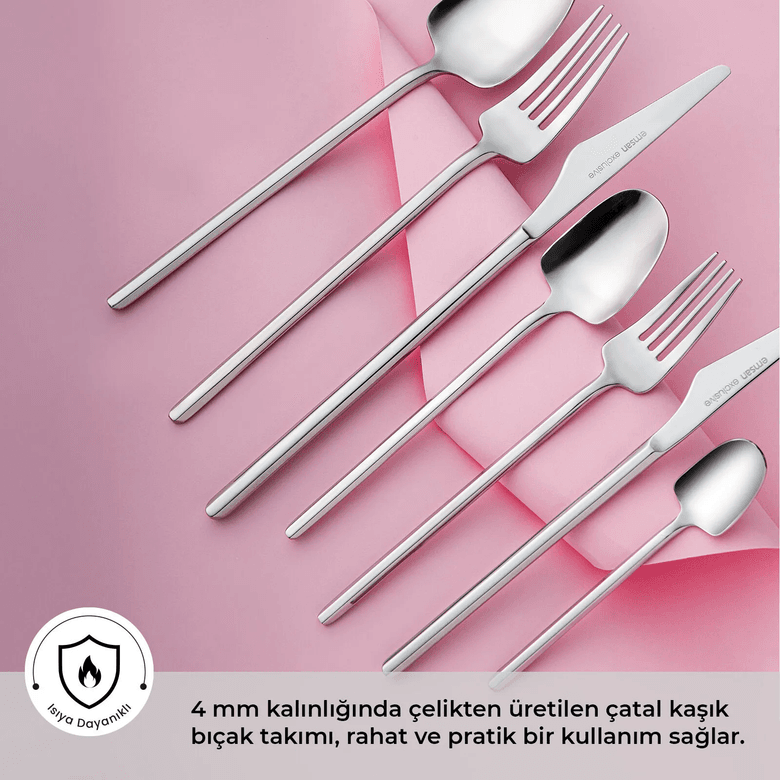 9.999 TL** Emsan Destrier 84 Parça 12 Kişilik Kutulu Çatal Kaşık Bıçak Takımı